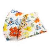 Riolio  Men's Floral Cotton Tie Pocket Handkerchief Set White Blue Woven Necktie Flower Leaves Pattern Wedding Party Accessories Gifts