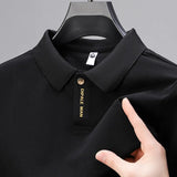 Riolio Lightweight Polo Shirt Short Sleeve Tshirts for Men Casual Streetwear Lapel Button Jogging Tops Summer Men's Solid Color Shirts