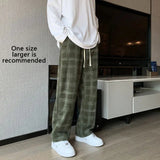 Riolio Men Checkered Casual Pants Loose Straight Corduroy Pants Sweatpants Man Fashion Streetwear Spring New Hip Hop Trousers