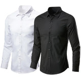Riolio Men's Long Sleeve White Shirt Casual Business Formal Slim Fit Korean Style Professional Work Shirt Wrinkle-free Ironing