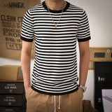 Striped T-shirts Men Panelled Leisure American Style High Street Cozy Daily Versatile Hipster Classic Outdoor Summer Breathable