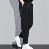 Riolio  Men's Clothing Pockets Spring Summer Solid Color Button Straight High Waist Loose Capable Handsome Temperament Casual Pants