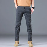 Riolio  Men's High Quality Pure Cotton Classic Solid Color Casual Pants Business Stretch Cotton Slim Straight Brand Trousers Male