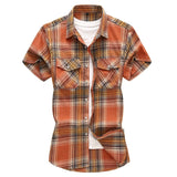 Riolio  Summer Hot Sale Of The Season Men's Checkered Shirt Short Sleeve Large Size Trendy Youth Casual Korean Style Fashionable Double