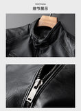 Riolio Stand Collar Slim Pu Leather Jacket Autumn Men fleece warm Motorcycle Causal Coat Male Moto Biker Coat Trendy Mens Clothing