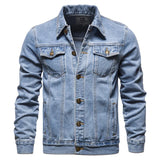 Riolio  New Cotton Denim Jacket Men Casual Solid Color Lapel Single Breasted Jeans Jacket Men Autumn Slim Fit Quality Mens Jackets