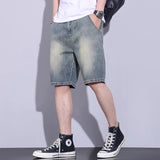 Riolio  American Summer Lightweight Casual Loose Washed Denim Short Pants Men Trend Vintage Straight Leg Jeans Male Daily Commute Shorts