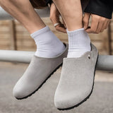 Riolio  New versatile plus size men's casual shoes for outdoor wear resistance one foot lazy shoes half toe slippers