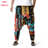 Riolio Fashion Traditional Nation Print Cotton Linen Joggers Pants Men Hip Hop Harem Trousers Mens Hippie Casual Streetwear Sweatpants