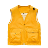 Riolio  Men Multi Pocket Utility Work Vest V Neck Full Zip Sleeveless Jacket Lightweight Outdoor Photography Fishing Cargo Waistcoat