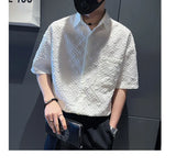 Riolio  Fashionable Brand Handsome Loose High-end Design Short-sleeved Shirt Men's Shirt