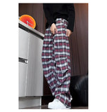 Riolio  casual pants  men 2025 New Autumn Men Plaid Pants Loose Straight Leg Casual Trousers Trendy Youth Fashion Comfortable