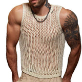 Riolio  Mens Vest Hollow Breathable Plain Jogging Tank Top Daily Loose Versatile Sports Gym Fitness Sleeveless T-Shirt Men'S Wear