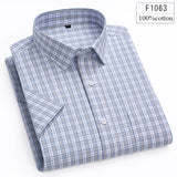Riolio  Hight qulity summer 100%cotton thin short sleeve shirts for men slim fit formal shirt soft designer tops korean popular clothes