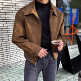 Riolio  New Trendy Men Jacket Autumn Casual Textured High Street Dual Zippers Long Sleeve Coat Hong Kong Style Flight Short Jacket L-4XL