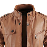 Riolio New Winter Long PU Leather Jackets Men Stand Collar Windbreaker Faux Outerwear Motorcycle Casual Warm Leather Coats Man Clothing