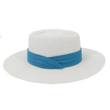 Riolio  Flat Concave Top Paper Straw Hat Spring Summer Women Men Wide Brim Beach Sun Hat Boater Style Fedora Party Cap Sombrero Hombre