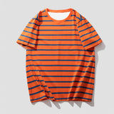 Riolio  High Quality 100% Tops Cotton Classic Retro Timeless Horizontal Striped Sportswear Unisex Round Neck Casual Kids Fashion T-shirt