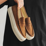 Riolio  Men's Vulcanized Shoes: Niche, Light Luxury, Solid Color, Retro Style, Flat Heel, Split-on, Lazy Soft-soled Casual Walking Shoes