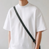 Riolio  Small Neck T-shirts Men 350gsm Cotton Solid Color Male Short-sleeved T-shirt Spring Summer Loose Bottoming Shirt Casual T Shirts
