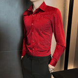 Riolio  Men's Long-sleeved Shirt New Korean Style Fashion Trend Slim Casual