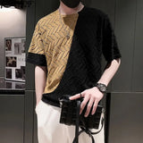 Riolio  High-end Men's Fashion Brand Spliced short-sleeved Trendy Handsome Loose Half-sleeved T-shirt Top