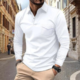 Riolio 2024 Autumn Men's Polo Shirt Lapel Pocket T-shirt Men's Breathable Business Casual Long sleeved