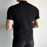 Riolio Men's Clothing Fashion Jacquarded Tops Luxury High Quality Knit O Neck Short-sleeved T-shirt Leisure Popular Retro Slim Knitwear