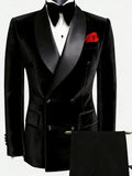 Riolio  Man Velvet Slim Fit Suits 2 Pieces Dancing Wear Handsome Classic Suit Set For Men Wedding Birthday Outfit Plus Size Party