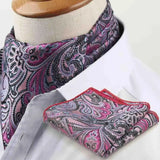 Riolio  Polyester Cravat Pocket Square Set Formal Necktie Handkerchief Ascot Self Tie Polka Dot Paisley Design Gentleman Necktie Gifts