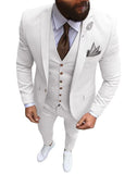 Riolio  Men's Suit 3 Piece Slim Fit Single Breasted Tuxedos for Wedding Formal Business Men Groomsman Blazer+Vest+Pant