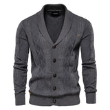 Riolio Cotton Argyle Cardigan Men Casual Single Breasted Solid Color Business Mens Cardigans New Winter Fashion Sweater Man