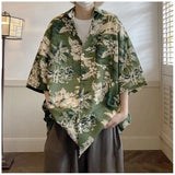 Riolio Summer New Retro Printed Shirt American Men and Women Trendy Hip Hop Personalized Vacation Casual Short Sleeve Top y2k