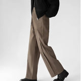 Riolio Korean Elegant Pants Fake Pocket Decoration Wide-leg Pants Autumn New American Style Design Sense Spliced Straight Suit Trousers