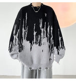Riolio  Hip Hop Ripped Punk Knitted Sweaters Men Oversized Harajuku Streetwear Sweaters Winter Couples Fashion Knit Pullovers Tops