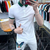 Riolio  Man with Collar Tee Shirts Streetwear Top Striped Black Vintage Clothing Polo T Shirt for Men Plain Trashy Y2k S Cotton White Xl