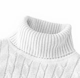 Riolio turtleneck outfit men Men's High Neck Sweater Solid Color Pullover Knitted Warm Casual Turtleneck  Mens  Knitted Sweater