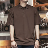 Riolio  Men's Gray Oversized Short Sleeve Polo Shirt Casual Loose Fit Solid Color Comfortable Daily Fashion Top