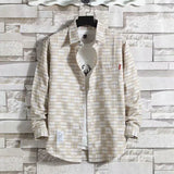 Riolio  Plaid Male Top with Pocket Long Sleeve Men's Shirt and Blouse Designer Slim Fit Casual Cheap Brand Button Fashion