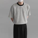 Riolio  New Men Fashion Tops Clothing Luxury Korean Popular Textured O Neck T-shirt Streetwear Leisure Short Sleeve Jacquard Tees M-3XL