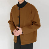 Riolio  Double-Sided Casual Jacket Design-Sense Collarless Loose Fitted Wool Coat