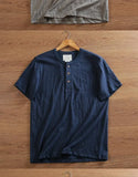 Riolio Bamboo Joint Cotton Shirt Breathable Henry Neck Tough Guy Casual Short-sleeved T-shirt Men's Summer Sports Retro Top