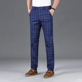 Riolio  Luxury Brand Men's Stripe Plaid Casual Pants Men Army Green Four Seasons High Quality Business Trousers Men's Slim Straight Pant