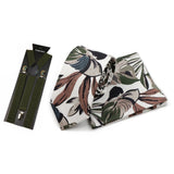 Riolio  Men's High Quality 6.5cm Floral Leaves Cotton Tie Handkerchief Suspender Set Novel Gentleman Artistic Wedding Accessories Gifts