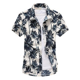 Riolio Summer Mens Hawaiian Casual Collar Shirts Short Sleeve Button Coconut Tree Print Beach Floral Fashion Vintage Clothing XS-5XL