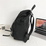 Riolio  Solid Black Men's Backpack Lightweight Outdoor Travel Backpack Harajuku Large Capacity School Bags Waterproof Nylon Bags for Men