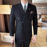 Riolio  M-7XL Jackets + Pants / High-quality Goods Groom's Best Fashion Pure Color Mans Suit Blazer Trousers Male Formal Business Suit