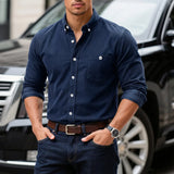 Riolio  Men's Green Corduroy Button Down Shirt Long Sleeve Slim Fit Casual Shirt with Pocket for Fall Winter