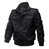 Riolio Men's Tactical Pilot Jaet WS  Military Fan Special Forces Officer Coat Cotton Denim Zipper Closure Long Sve