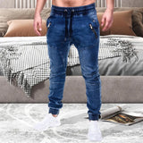 Riolio Men's Outdoor Summer Riding Jeans Motorpoof Jeans Skinny Jeans Fashion Pockets Denim Pencil Pants Ankle Tied Denim Trousers